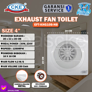 Exhaust Fan Toilet CKE EFT-KHG10B-NB 4 Inch Rumah Toilet Dapur Eksos