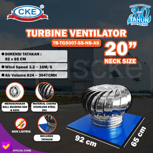 TURBIN VENTILATOR CKE TB-TG500T-SS-NB-AS 20" VENTILASI ATAP