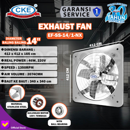 Exhaust Fan Stainless EF-SS-14/1-NX 14 Inch Kipas Angin Dinding