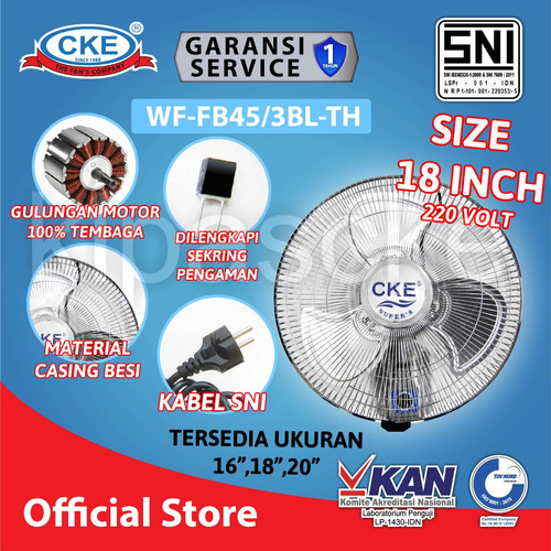 Kipas angin dinding 18 Inch 130 watt wall fan kipas tornado Besi CKE