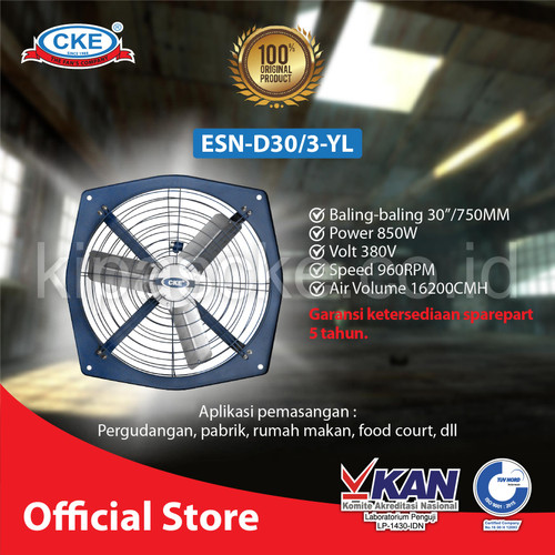 CKE Exhaust Fan ESN-D30 380V INDUSTRI 30 Inch Exhaust Dinding Kipas