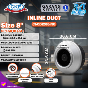 Duct Inline CKE CI-CDI200 8 Inch Inline Fan Duct Fan Blower Hisap