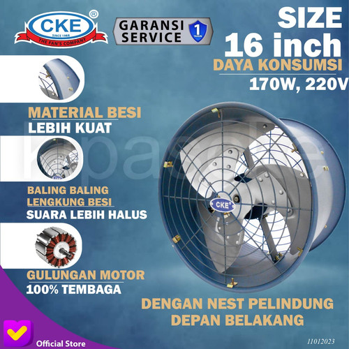 Drum Fan CKE DFL-EX16 16 Inch Blower Tabung Blower Gedung Eksos Drum