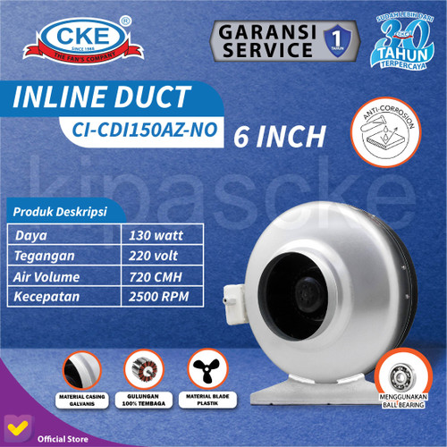 Duct Inline CKE CI-CDI150 6 Inch Inline Fan Duct Fan Blower Hisap