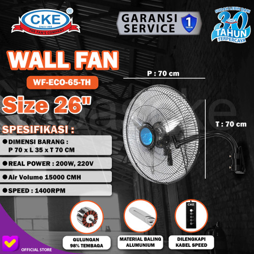 Wall Fan CKE WF-ECO-65-TH 26 Inch Kipas Angin Dinding Tembok Rumah