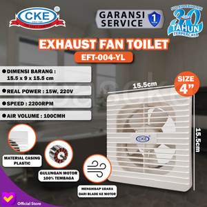 Exhaust Fan Toilet CKE EFT-004 4 Inch Rumah Toilet Dapur Eksos