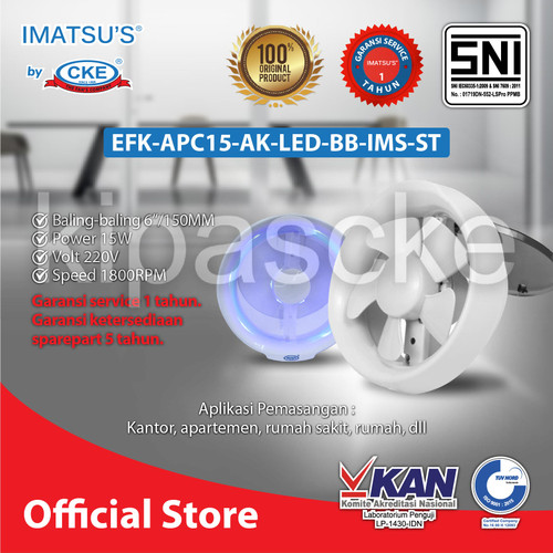 Exhaust Fan Kaca Imatsu APC15-AK With Ball Bearing & LED 6 Inch Eksos