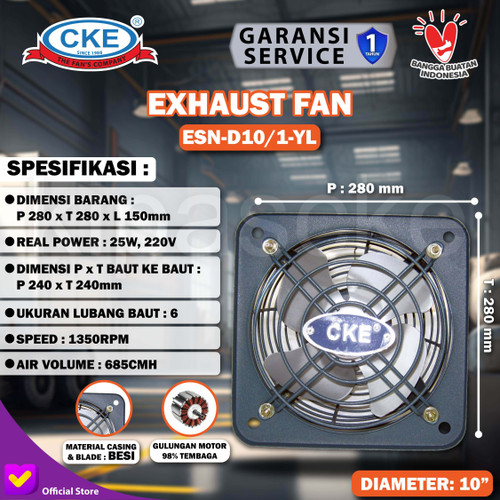 Exhaust Fan CKE Standard DBN 10 Inch Fan Rumah Toilet Eksos