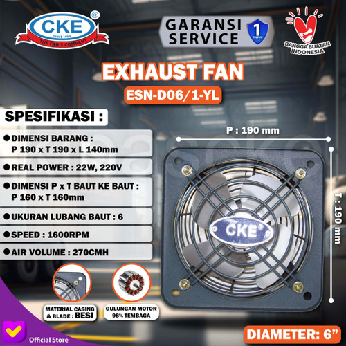 Exhaust Fan CKE Standard DBN 6 Inch Fan Rumah Toilet Eksos