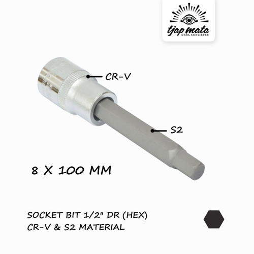 TJAP MATA / CAP MATA Socket Bit 1/2" DR - (HEX 8 X 100 MM) CR-V