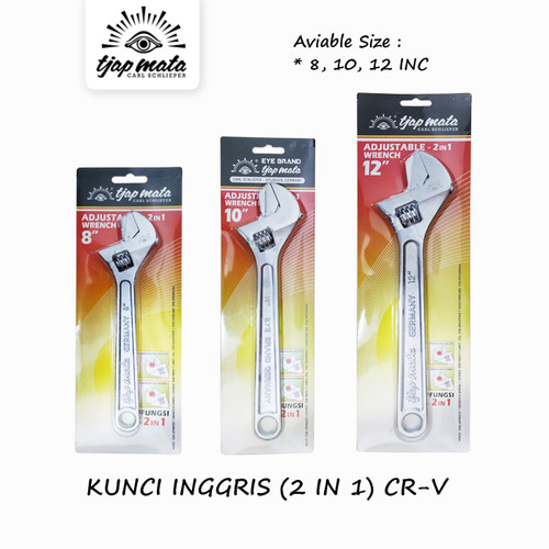 TJAP MATA / CAP MATA Kunci Inggris / Adjustable Wrench (2 IN 1)