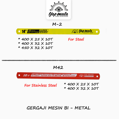 TJAP MATA / CAP MATA Gergaji Mesin / Besi BI-Metal