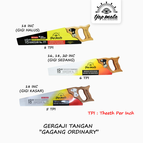 TJAP MATA / CAP MATA Gergaji Tangan / Kayu / Hand Saw Gagang Ordinary