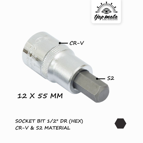 TJAP MATA / CAP MATA Socket Bit 1/2" DR Hex 12 MM X 55 MM