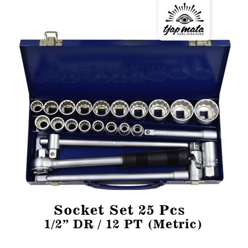 TJAP MATA / CAP MATA Socket Set 25 Pcs 1/2" DR (12 Point) - Metric