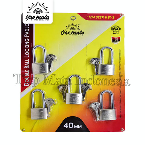 TJAP MATA / CAP MATA Gembok 40 MM (5 Pcs), Leher Panjang, Master Key