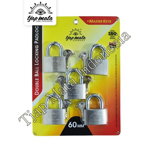 TJAP MATA / CAP MATA Gembok 60 MM (5 Pcs), Leher Pendek, Master Key