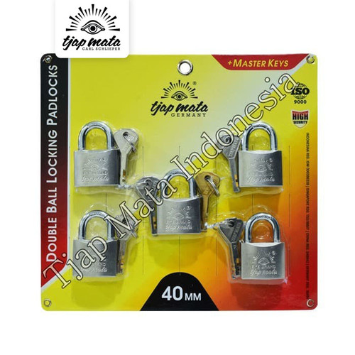 TJAP MATA / CAP MATA Gembok 40 MM (5 Pcs), Leher Pendek, Master Key