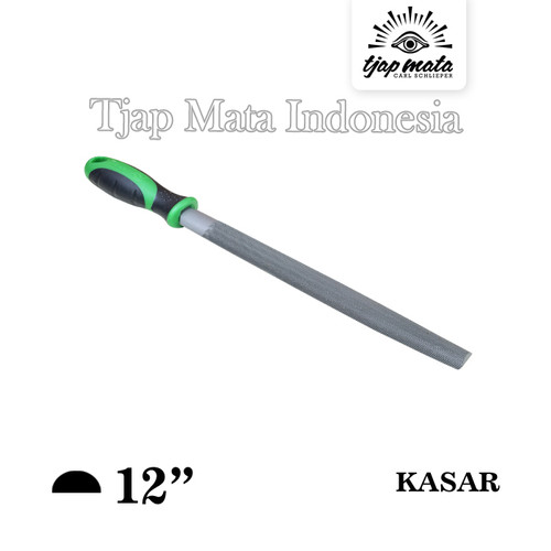 TJAP MATA / CAP MATA Kikir 1/2 Bulat (Kasar) 12", Gagang Karet