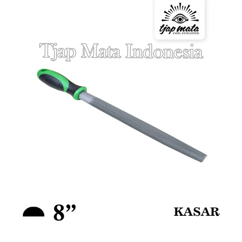 TJAP MATA / CAP MATA Kikir 1/2 Bulat (Kasar) 8", Gagang Karet