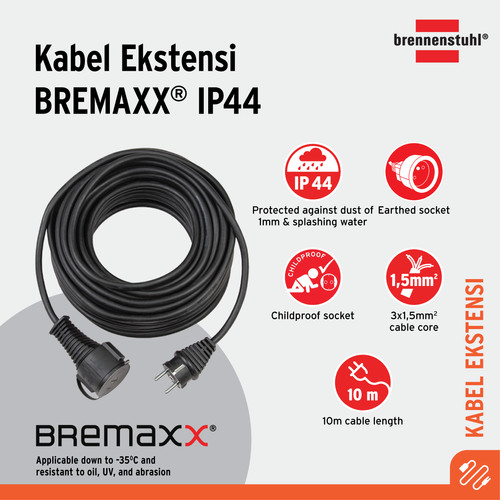 BREMAXX extension cable IP44 10m black-1169870