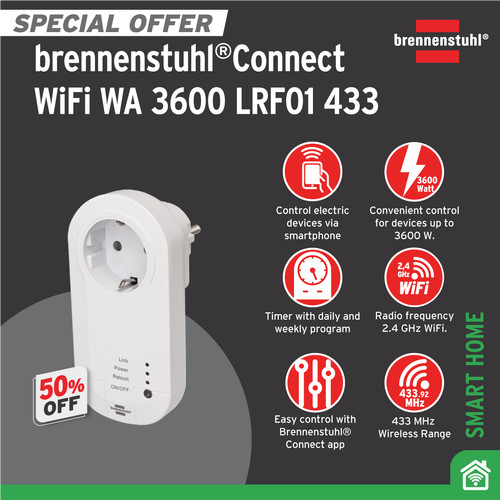 Brennenstuhl Connect WiFi socket with 433MHz transmitter WA 3600 LRF01