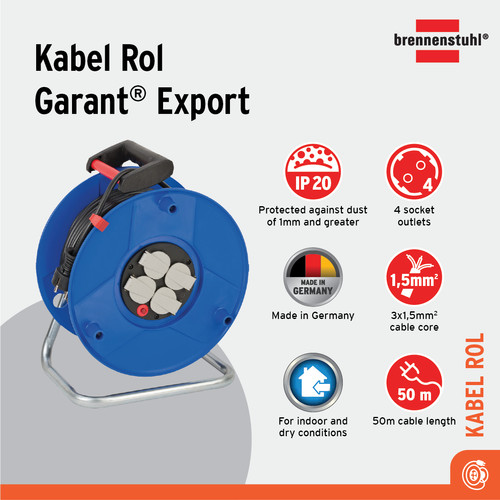 Brennenstuhl Kabel Rol Garant Garant Export 50m - 1205066