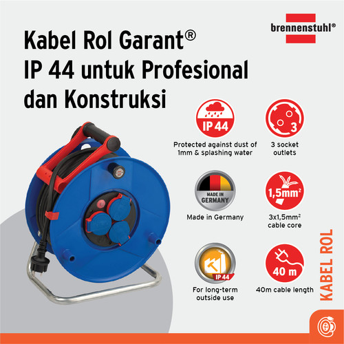 Brennenstuhl Kabel Rol Garant IP44 40m Industrial Grade - 1208380