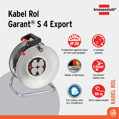 Brennenstuhl Kabel Rol Garant S 4 Export 50m - 1195066