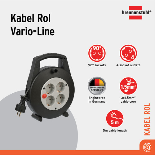 Kabel Box Brennenstuhl 4 Socket Hitam/Abu-abu Ukuran (5m)