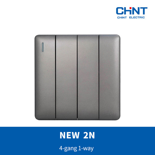 CHINT NEW2N-Gray Black 4-gang 1-way switch/saklar