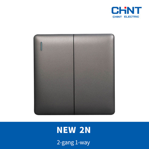 CHINT NEW2N-Gray Black 2-gang 1-way switch/saklar