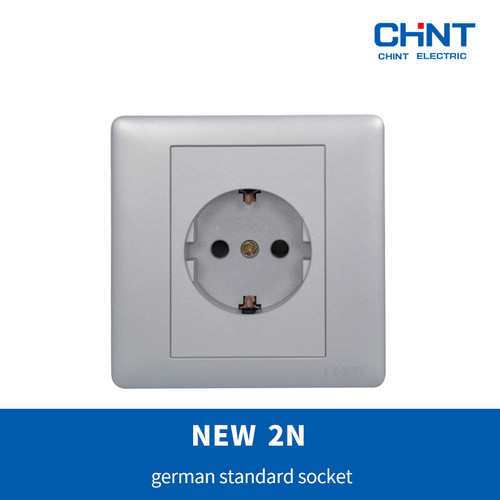 CHINT NEW2N-Silver/Perak German standard socket 16A 250V/soket standar