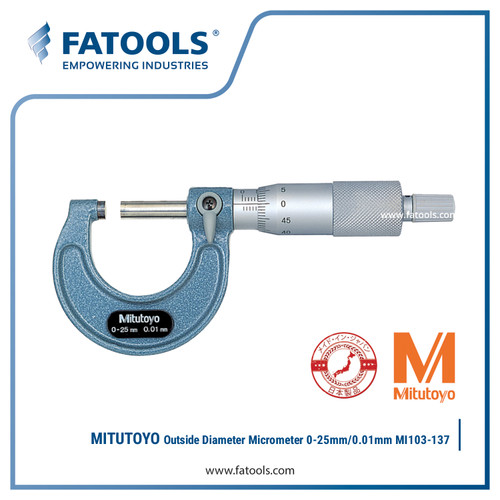 MITUTOYO 103-137 Outside Diameter Micrometer OD 0-25mm/0.01