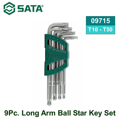 Kunci L Bintang T10-T50 09715 9Pc. Long Arm Ball Star Key Set Sata