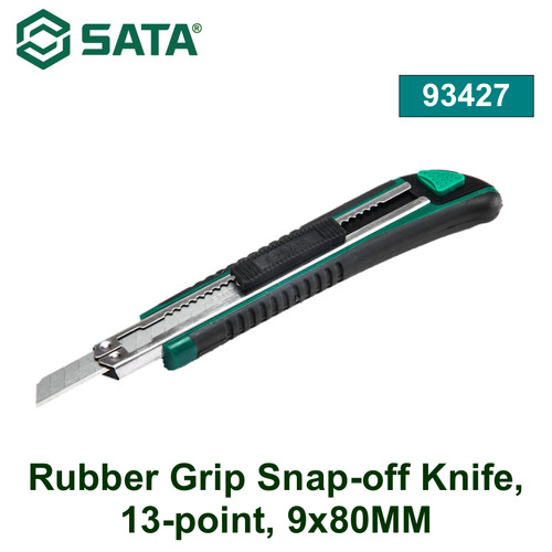 Pisau Snap-off 93427 Pegangan Karet, 13 titik, 9x80MM Sata Tools