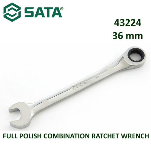 Kunci Ring Pas 36 mm 43224 Full Polish Comb. Ratchet Wrench Sata Tools