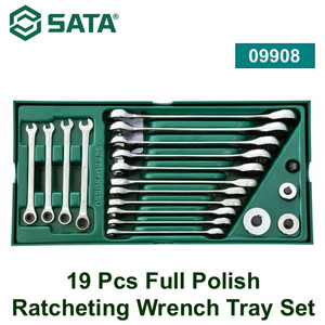 Kunci Ring Pas 09908 19 Pcs FP Combination Ratcheting Wrench Tray Sata