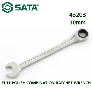 Kunci Ring Pas 10 mm 43203 Full Polish Comb. Ratchet Wrench Sata Tools