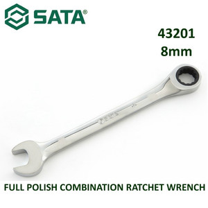 Kunci Ring Pas 8 mm 43201 Full Polish Comb. Ratchet Wrench Sata Tools