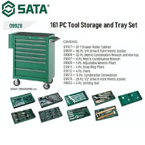 Tool Kit Set - 161Pcs 7 Drawer Tool Trolley Set 09928 Sata Tools