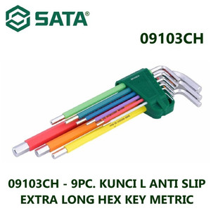 Kunci L Anti Slip 9 Pcs Metrik 09103CH Extra Long Hex Key Sata Tools