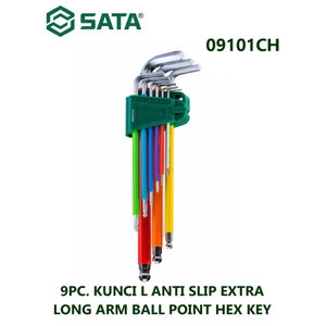 Kunci L 9 Pcs mm 09101CH Extra Long Arm Ball Point Hex Key Sata Tools