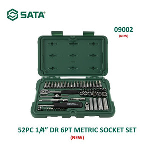 Kunci Shock Mata Sok 52 Pcs Metrik 09002 1/4" Dr 6PT Socket Sata Tools