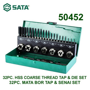 Mata Bor Tap Senai 50452 32 Pcs Hss Coarse Thread Tap & Die Sata Tools