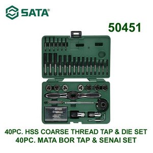 Mata Bor Tap Senai 50451 40 Pcs Hss Coarse Thread Tap & Die Sata Tools