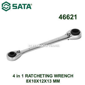 Kunci Ring 4 in 1 46621 Ratchet Wrench 8 x 10 x 12 x 13 mm Sata Tools