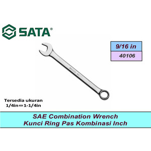 Kunci Ring Pas Kombinasi Inci 40106 Combination Wrench 9/16" Sata Tool