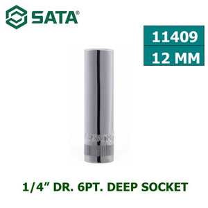 Kunci Shock Mata Sok 11409 1/4" Dr. 6PT. Deep Socket 12mm Sata Tools