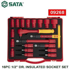 Kunci Sok Listrik 16 Pcs 09268 1/2" Dr Insulated Socket Set Sata Tools